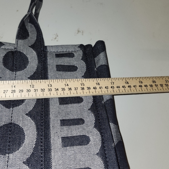 Marc Jacobs Womens The Monogram Denim Large Shoulder Tote Bag Purse Blue Gray - Picture 6 of 12